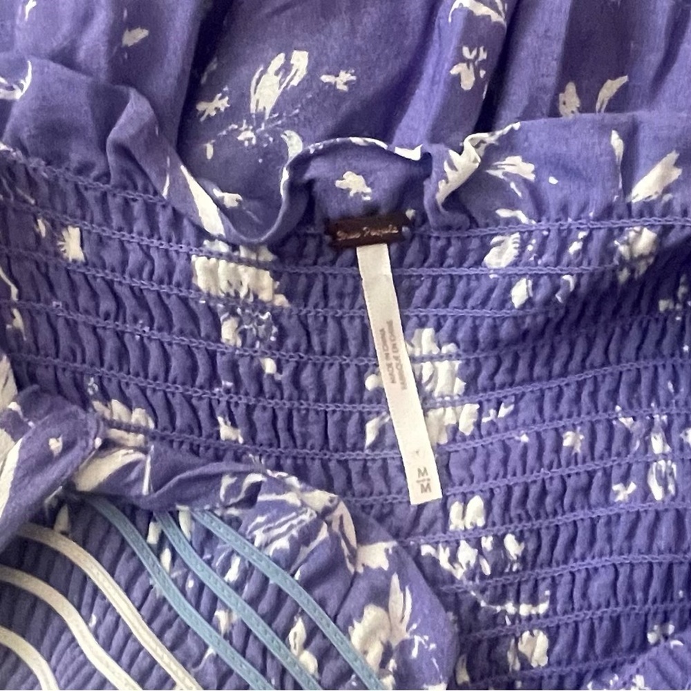 FREE PEOPLE Periwinkle/ Purple Floral Smocked Jumpsuit - Picture 9 of 9